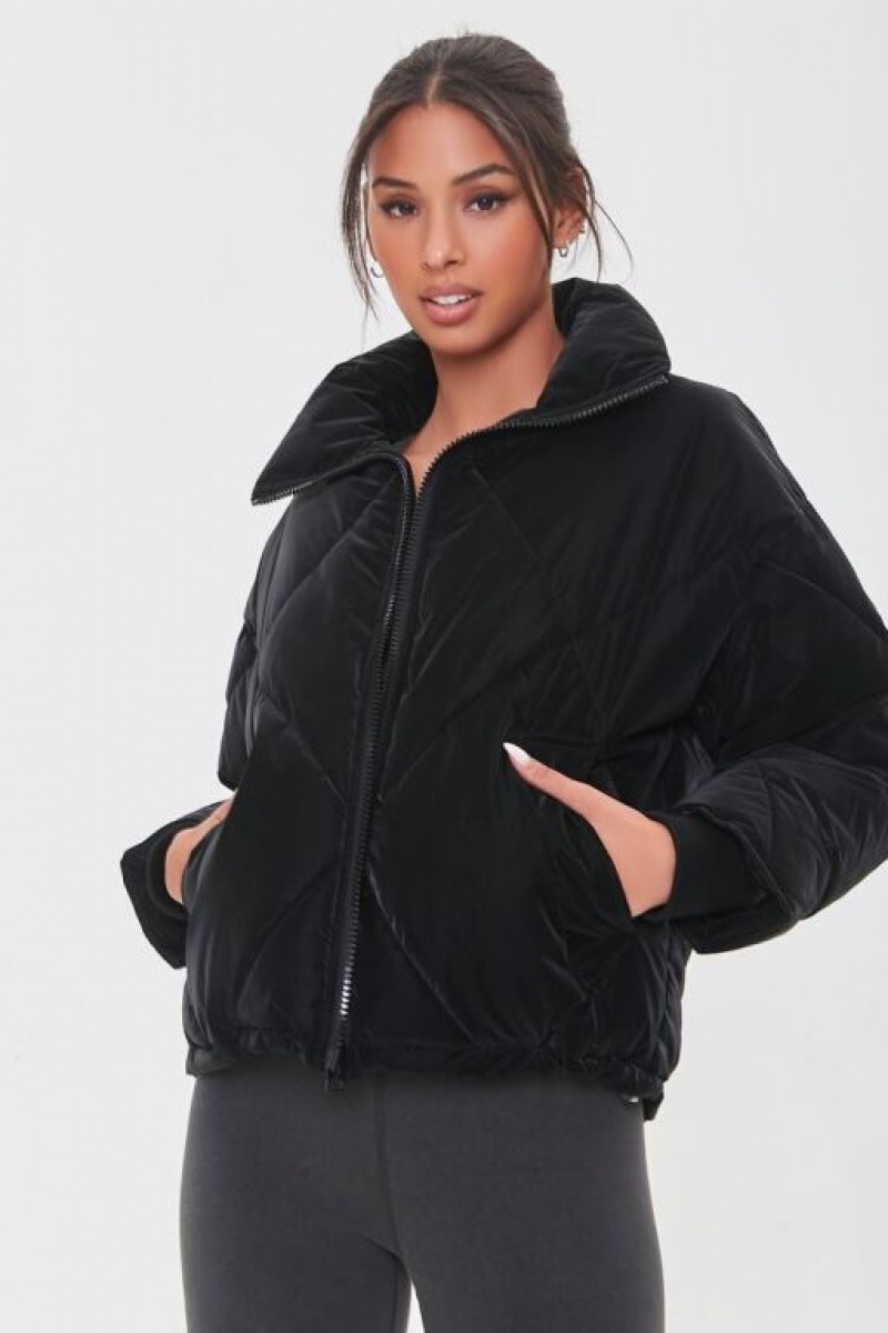 Chaqueta Acolchada Forever 21 Zip Up Puffer Mujer Negras | m49NIhSqWjX