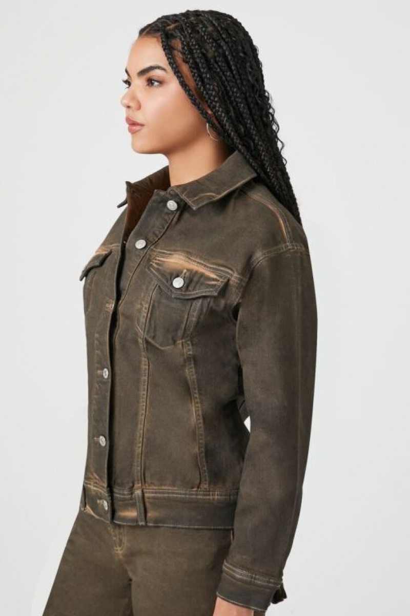 Chaquetas De Mezclilla Forever 21 Acid Wash Denim Trucker Mujer Marrones | jT1e1lTLubT