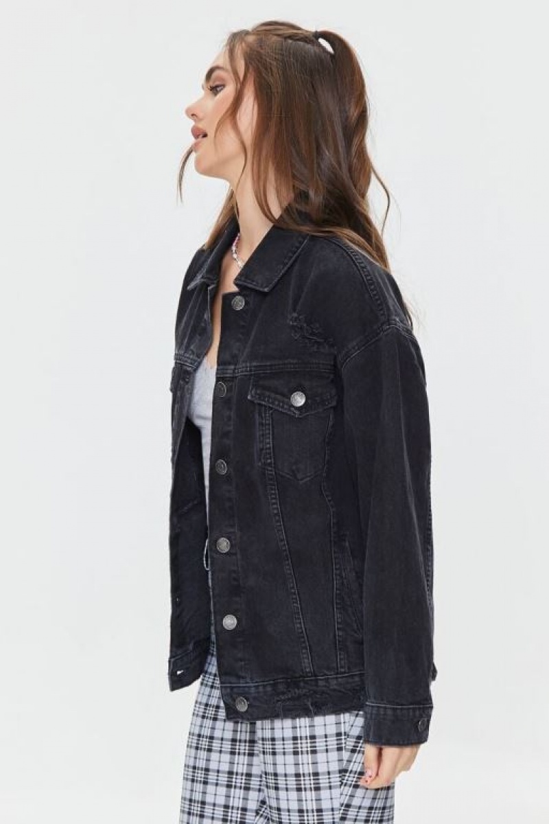 Chaquetas De Mezclilla Forever 21 Basic Organically Grown Cotton Denim Mujer Negras | Y5toYhmF7wL