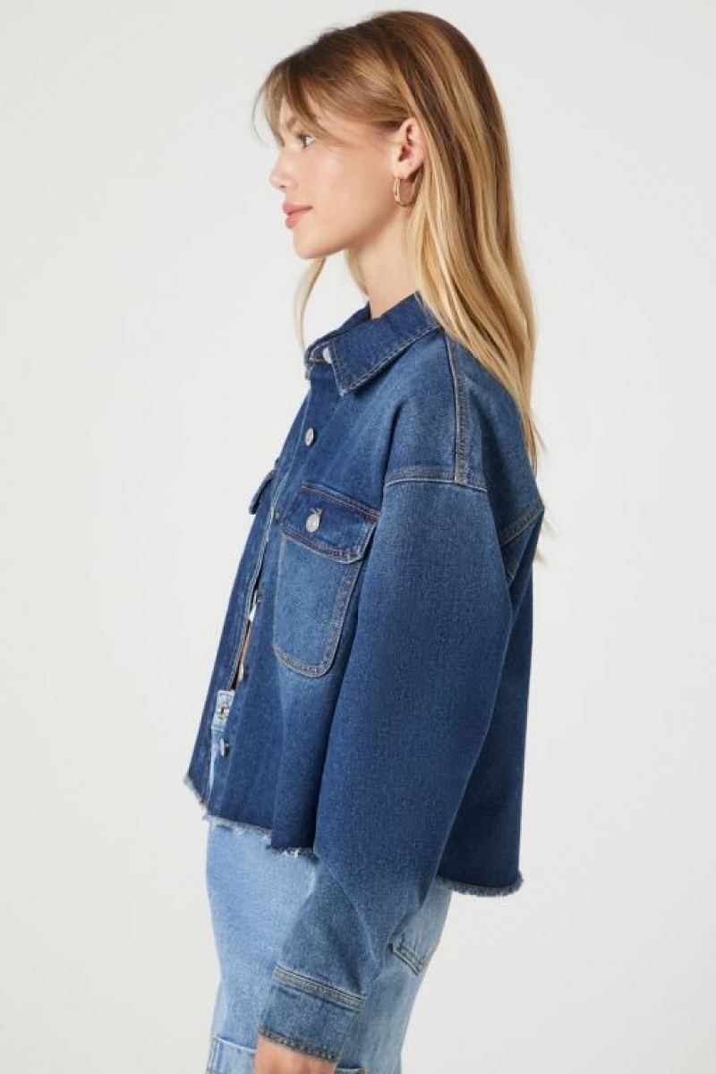 Chaquetas De Mezclilla Forever 21 Cropped Denim Mujer Azules Oscuro | ybCq9U1yYH2