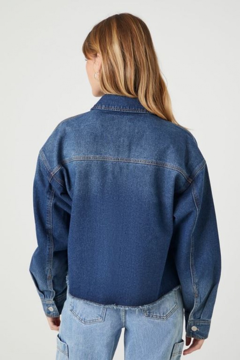 Chaquetas De Mezclilla Forever 21 Cropped Denim Mujer Azules Oscuro | ybCq9U1yYH2