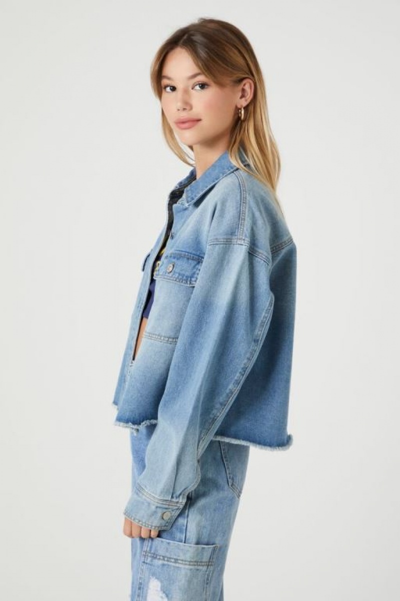 Chaquetas De Mezclilla Forever 21 Cropped Denim Mujer Azules | S3oAci8kWQ4