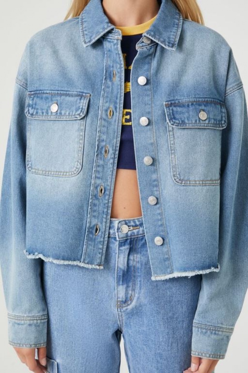 Chaquetas De Mezclilla Forever 21 Cropped Denim Mujer Azules | S3oAci8kWQ4