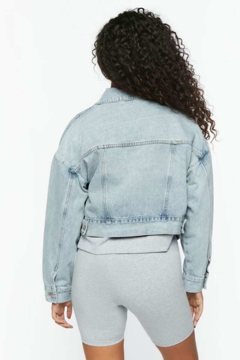 Chaquetas De Mezclilla Forever 21 Cropped Denim Mujer Azules | 7BRZnkFjjIA