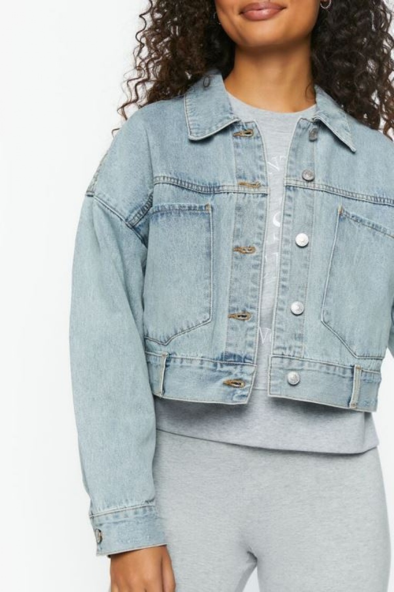 Chaquetas De Mezclilla Forever 21 Cropped Denim Mujer Azules | 7BRZnkFjjIA