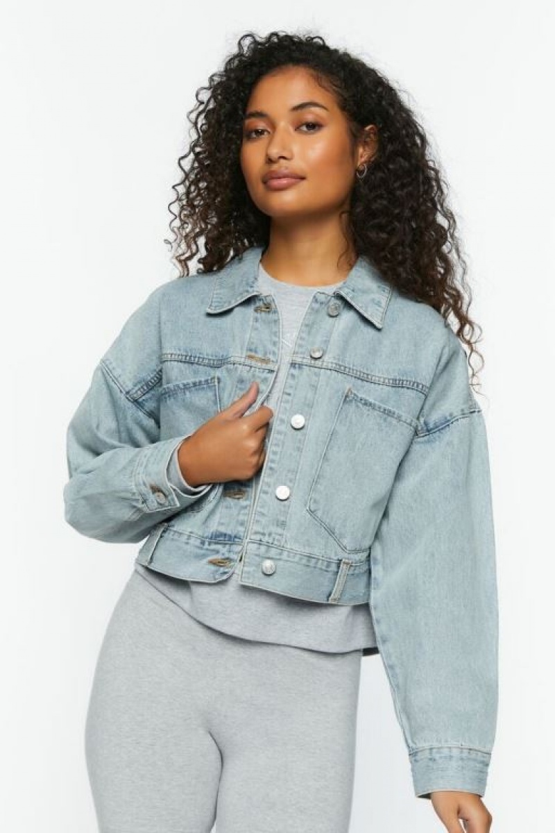 Chaquetas De Mezclilla Forever 21 Cropped Denim Mujer Azules | 7BRZnkFjjIA