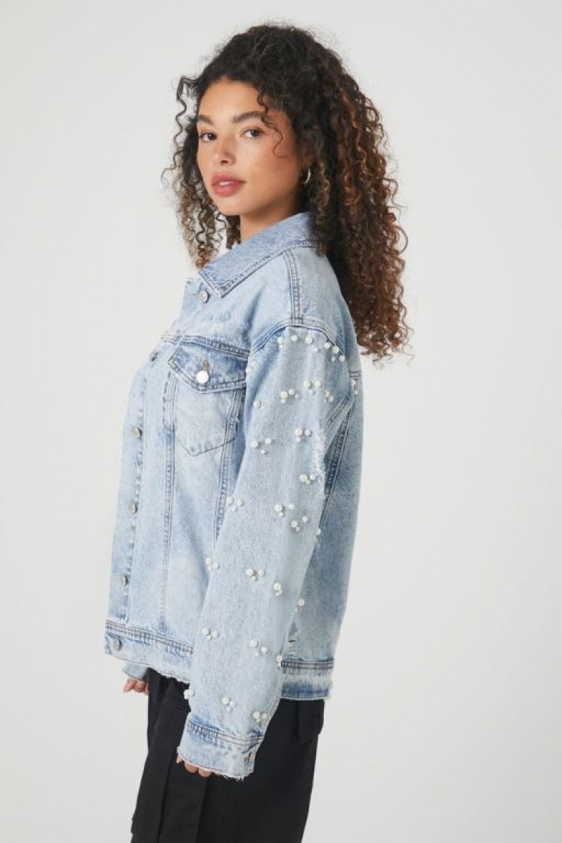 Chaquetas De Mezclilla Forever 21 Denim Faux Pearl Trucker Mujer Medium | D3ERsr2IJlv