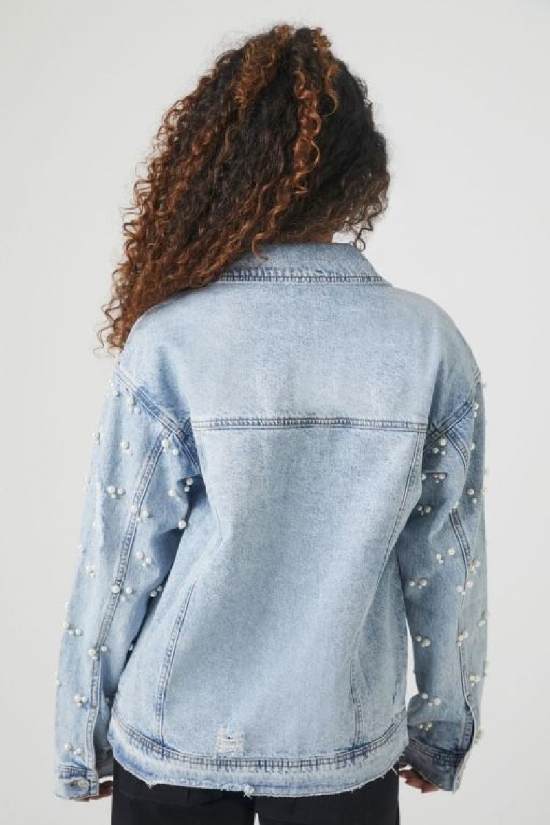 Chaquetas De Mezclilla Forever 21 Denim Faux Pearl Trucker Mujer Medium | D3ERsr2IJlv