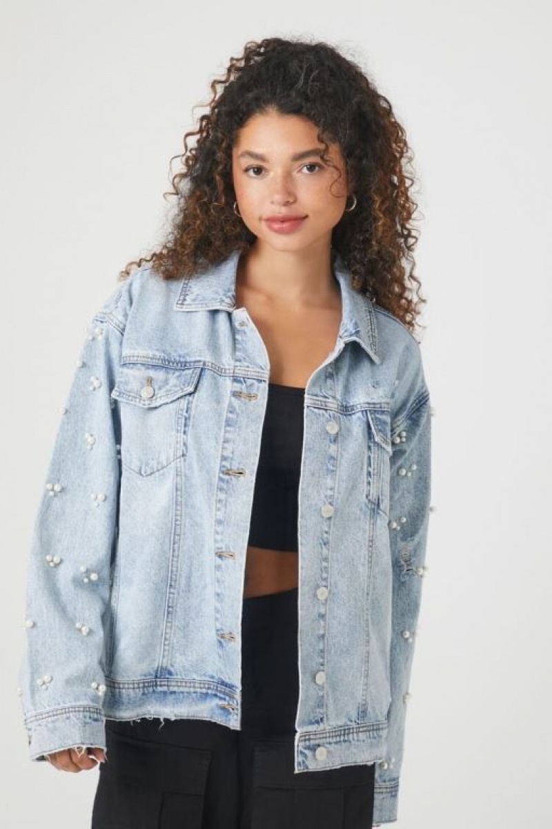 Chaquetas De Mezclilla Forever 21 Denim Faux Pearl Trucker Mujer Medium | D3ERsr2IJlv