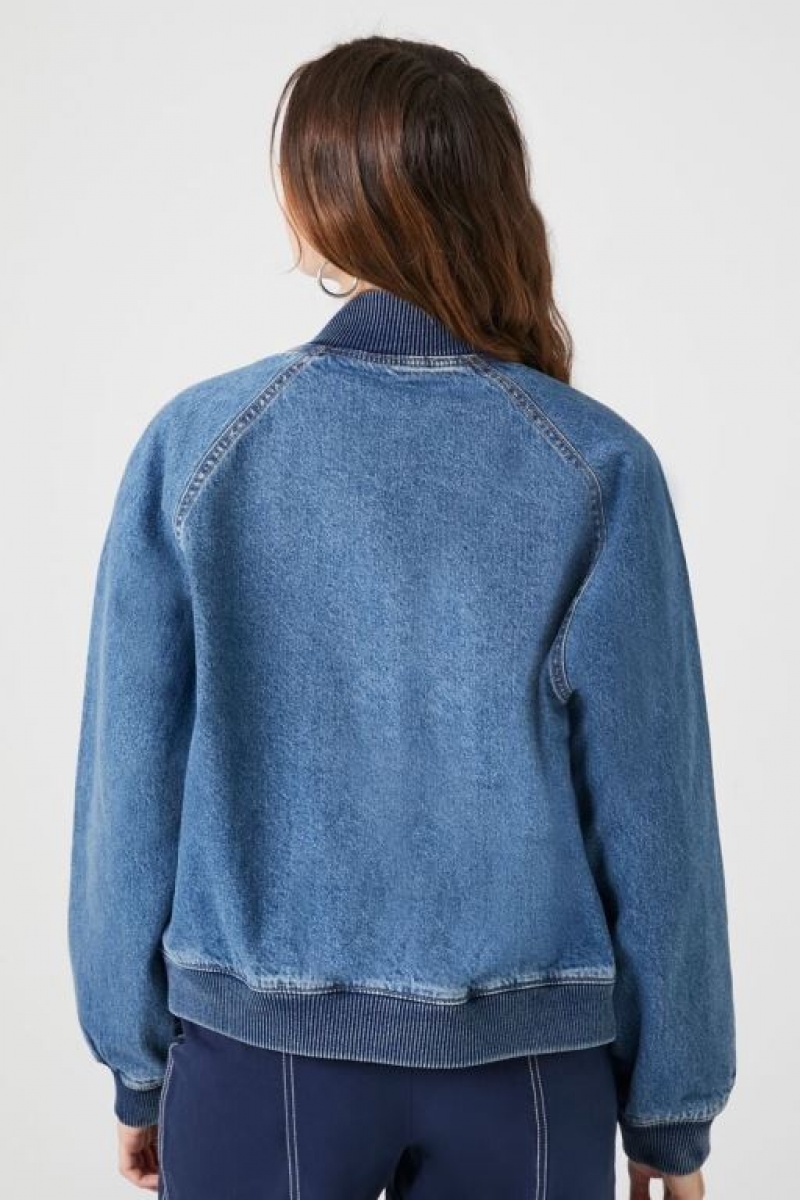 Chaquetas De Mezclilla Forever 21 Denim Bomber Mujer Azules | jH8mLyTqWB8