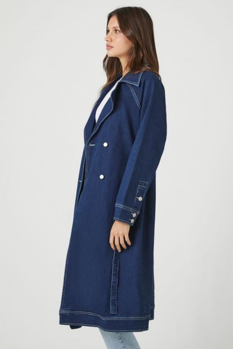 Chaquetas De Mezclilla Forever 21 Denim Trench Coat Mujer Azules Oscuro | sNPDNgNhW7H