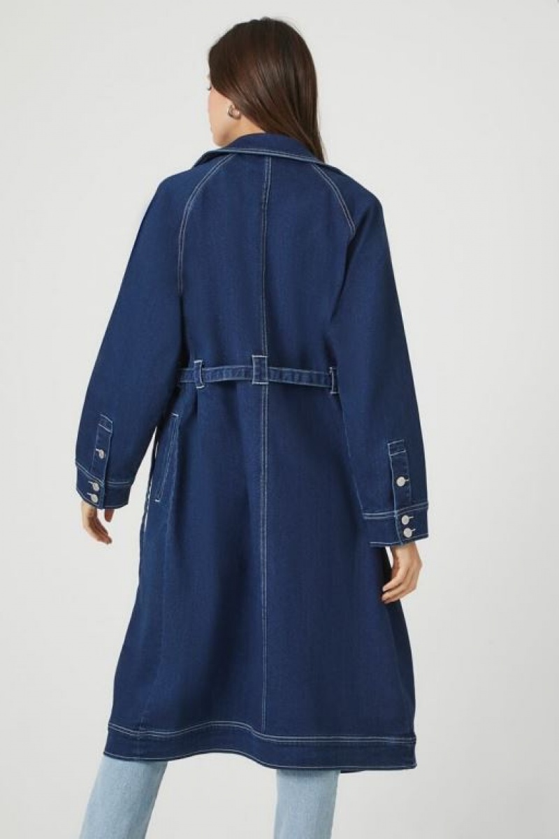 Chaquetas De Mezclilla Forever 21 Denim Trench Coat Mujer Azules Oscuro | sNPDNgNhW7H