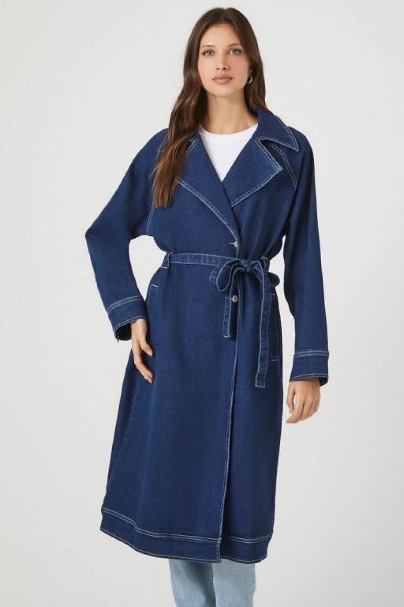 Chaquetas De Mezclilla Forever 21 Denim Trench Coat Mujer Azules Oscuro | sNPDNgNhW7H