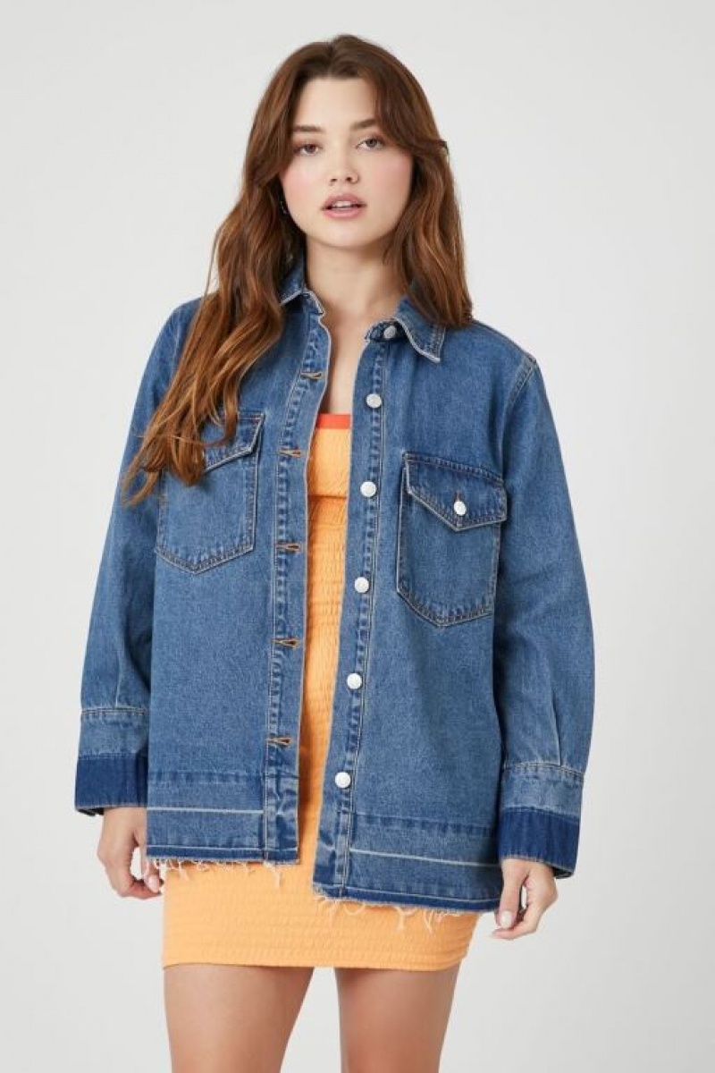 Chaquetas De Mezclilla Forever 21 Frayed Denim Mujer Azules | GJvgV2868om