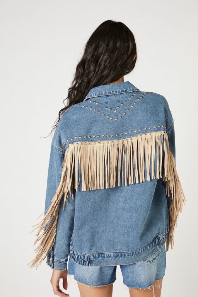 Chaquetas De Mezclilla Forever 21 Fringe Trim Trucker Denim Mujer Azules | fGNmQWsN49V