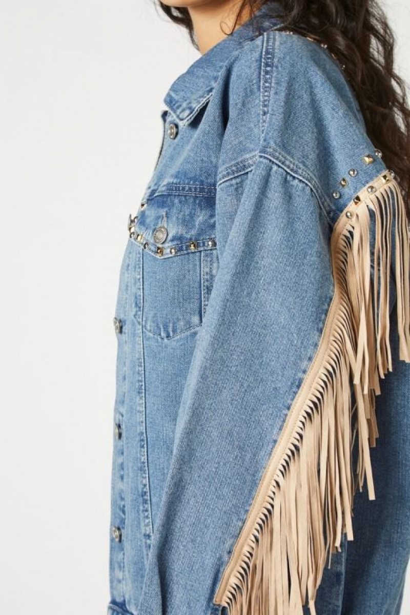 Chaquetas De Mezclilla Forever 21 Fringe Trim Trucker Denim Mujer Azules | fGNmQWsN49V