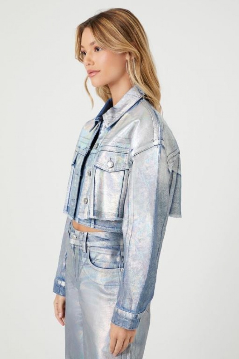 Chaquetas De Mezclilla Forever 21 Iridescent Denim Trucker Mujer Azules | TCgp4UHNoYK