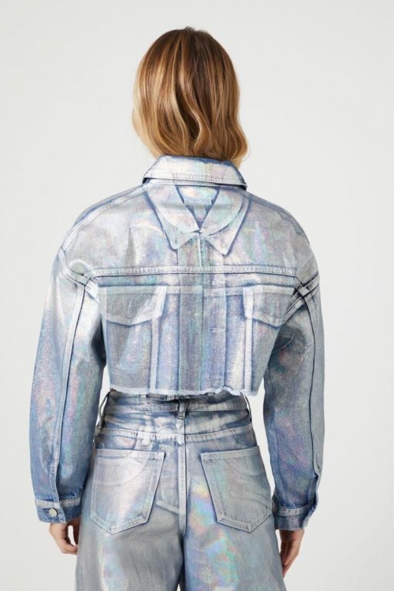 Chaquetas De Mezclilla Forever 21 Iridescent Denim Trucker Mujer Azules | TCgp4UHNoYK