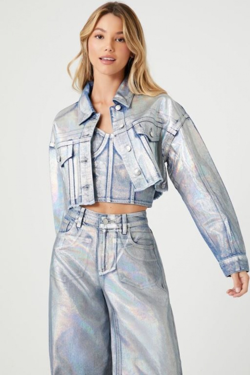 Chaquetas De Mezclilla Forever 21 Iridescent Denim Trucker Mujer Azules | TCgp4UHNoYK