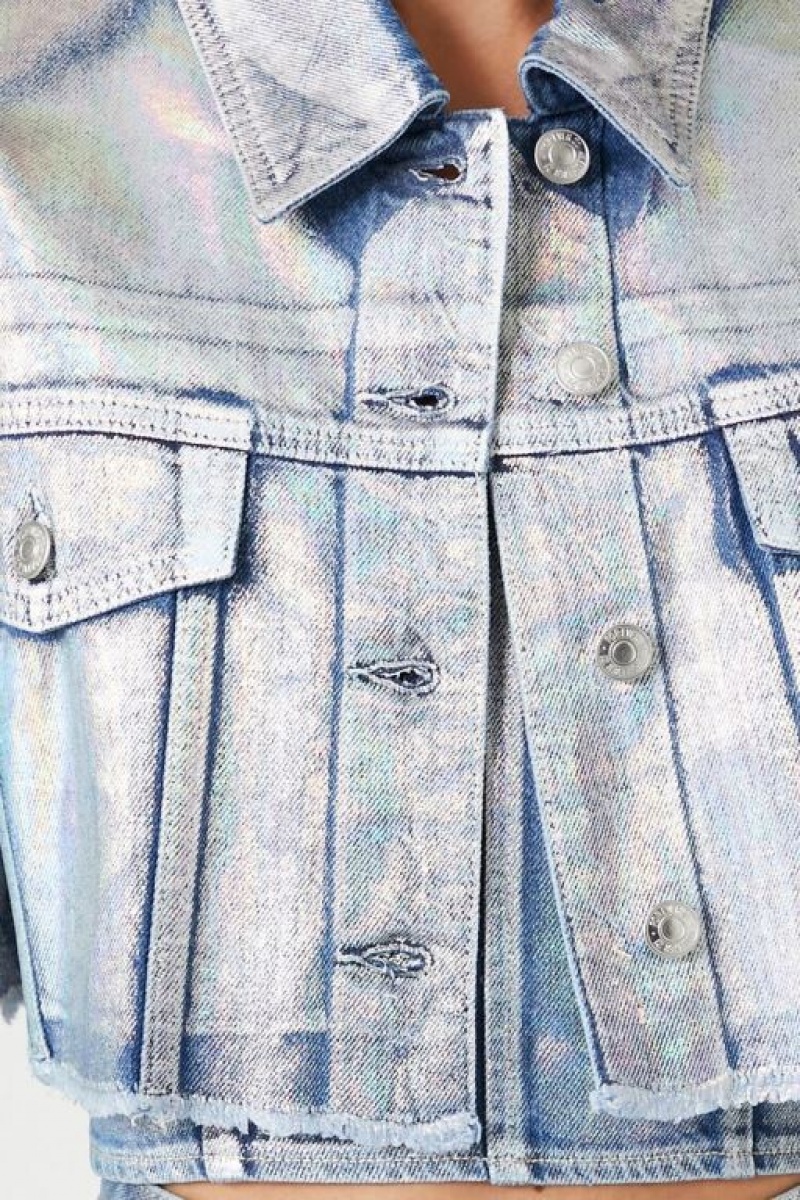 Chaquetas De Mezclilla Forever 21 Iridescent Denim Trucker Mujer Azules | TCgp4UHNoYK