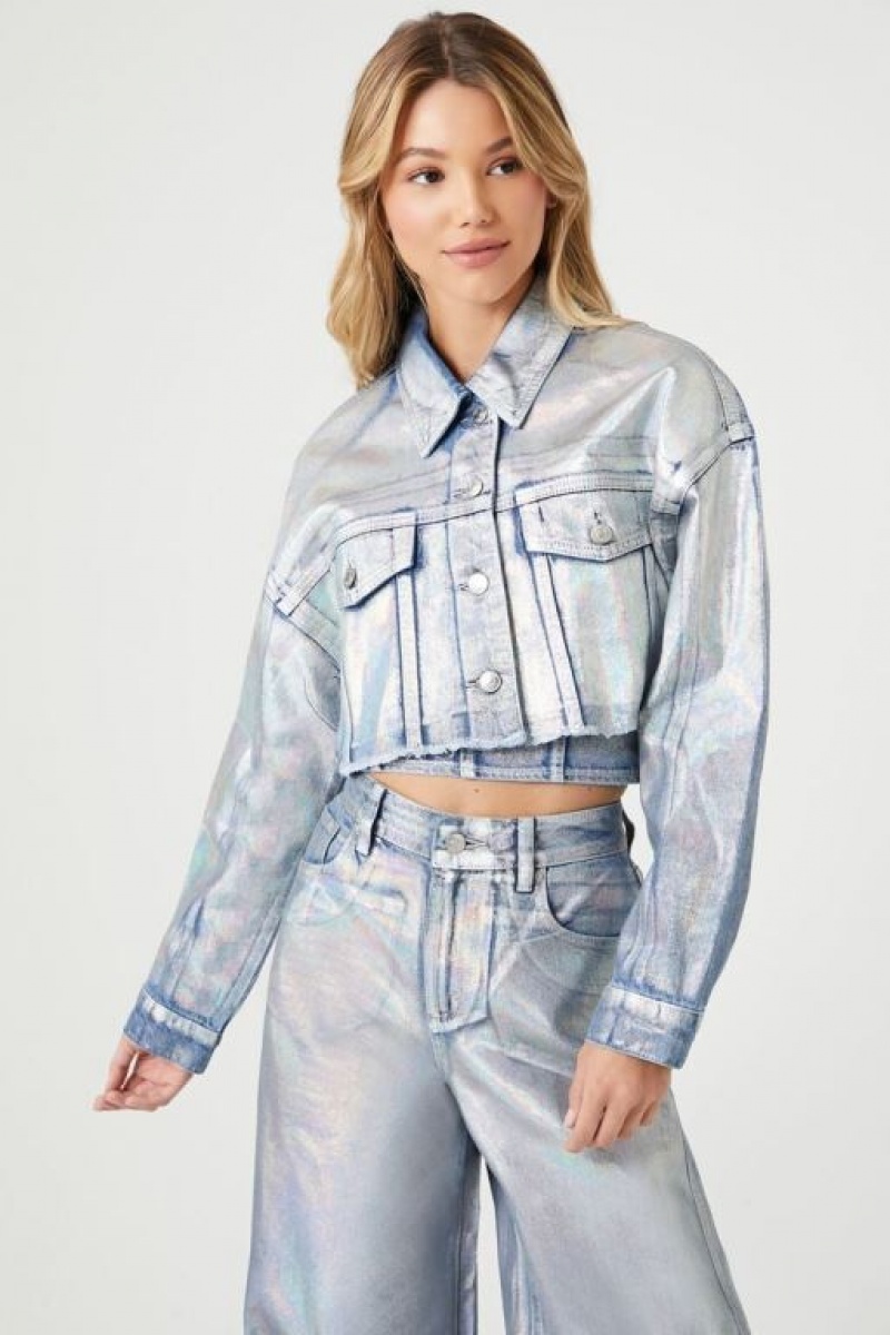 Chaquetas De Mezclilla Forever 21 Iridescent Denim Trucker Mujer Azules | TCgp4UHNoYK