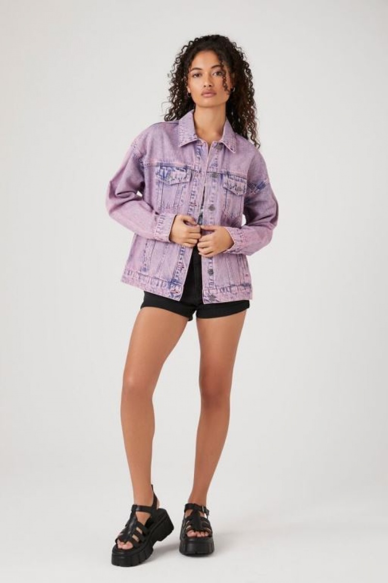 Chaquetas De Mezclilla Forever 21 Mineral Wash Denim Trucker Mujer Rosas | i0Izto2tWNF