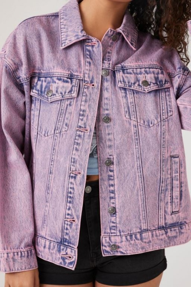 Chaquetas De Mezclilla Forever 21 Mineral Wash Denim Trucker Mujer Rosas | i0Izto2tWNF