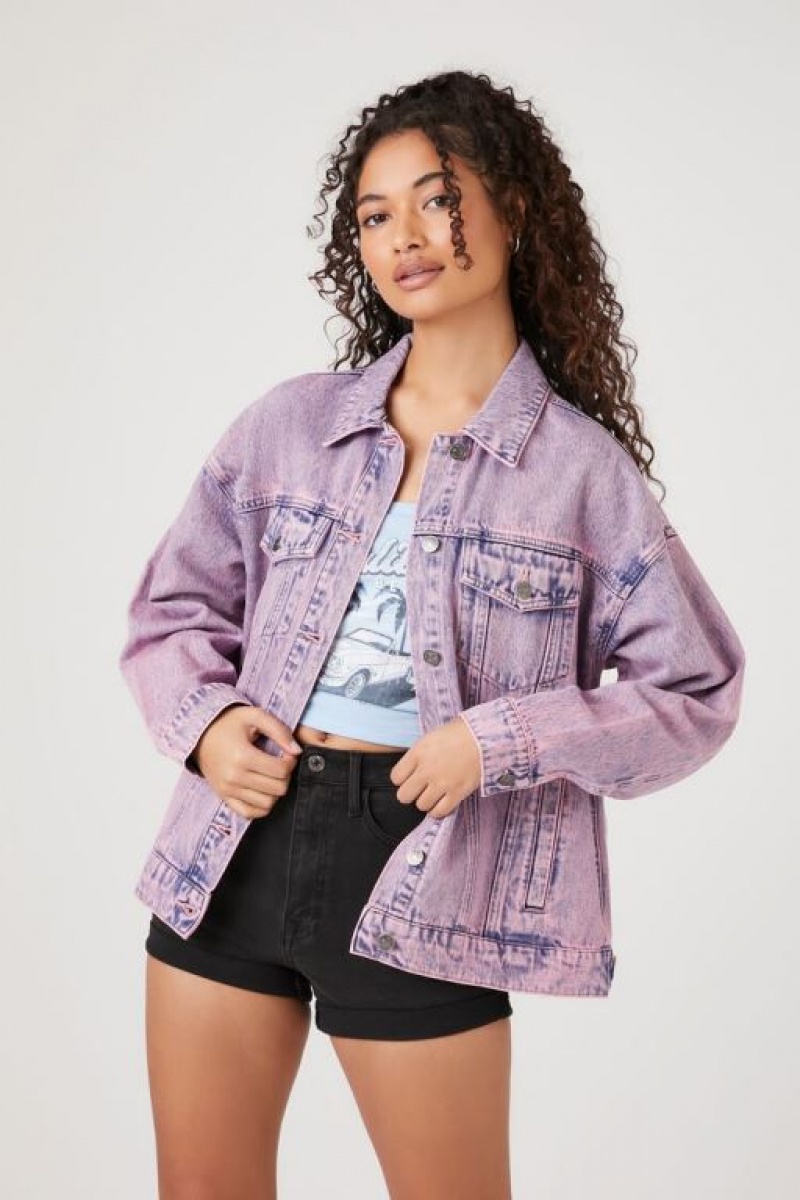 Chaquetas De Mezclilla Forever 21 Mineral Wash Denim Trucker Mujer Rosas | i0Izto2tWNF