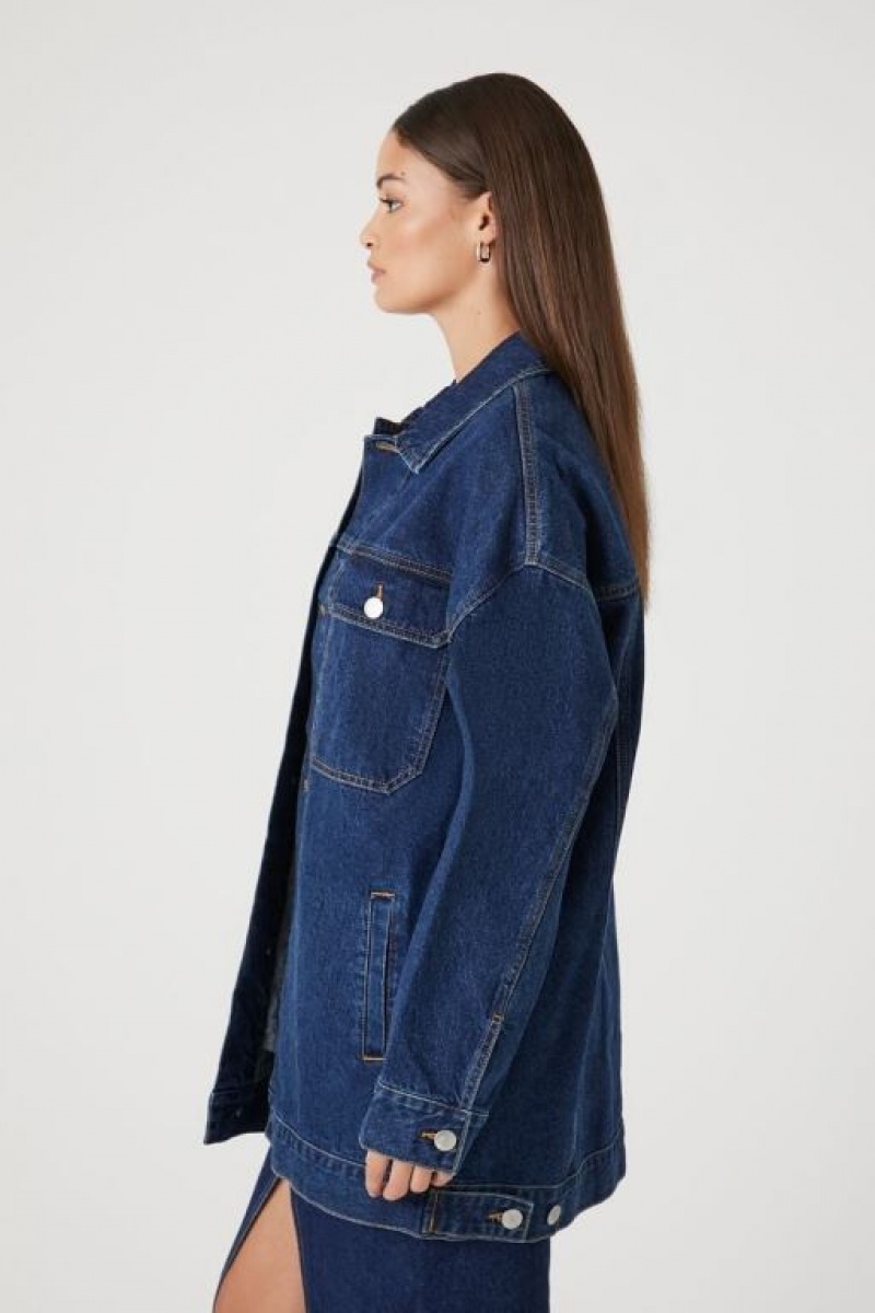 Chaquetas De Mezclilla Forever 21 Oversized Denim Trucker Mujer Azules Oscuro | NmrjS4IAfHz