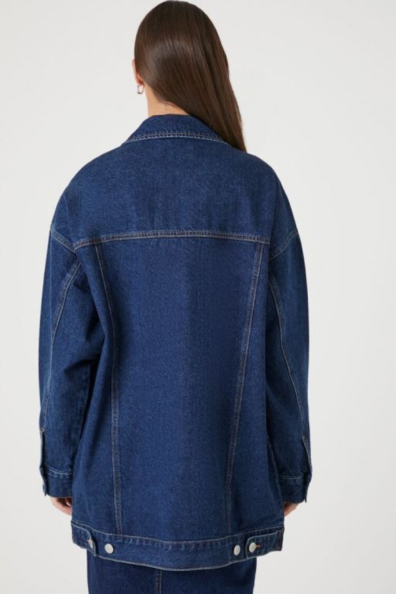 Chaquetas De Mezclilla Forever 21 Oversized Denim Trucker Mujer Azules Oscuro | NmrjS4IAfHz