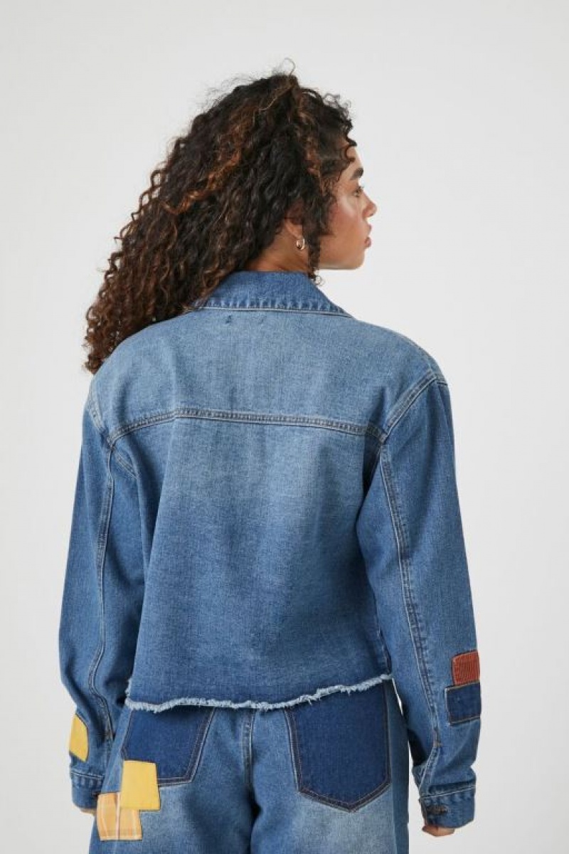 Chaquetas De Mezclilla Forever 21 Plaid Patch Denim Trucker Mujer Azules | LEyRKy8Ub5J