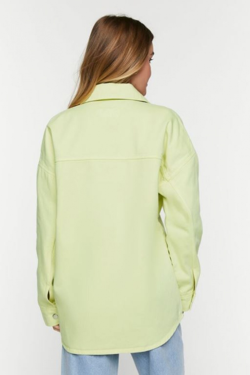 Chaquetas De Mezclilla Forever 21 Recycled Cotton Denim Shacket Mujer Verde Claro | 8UDSZYO31FL