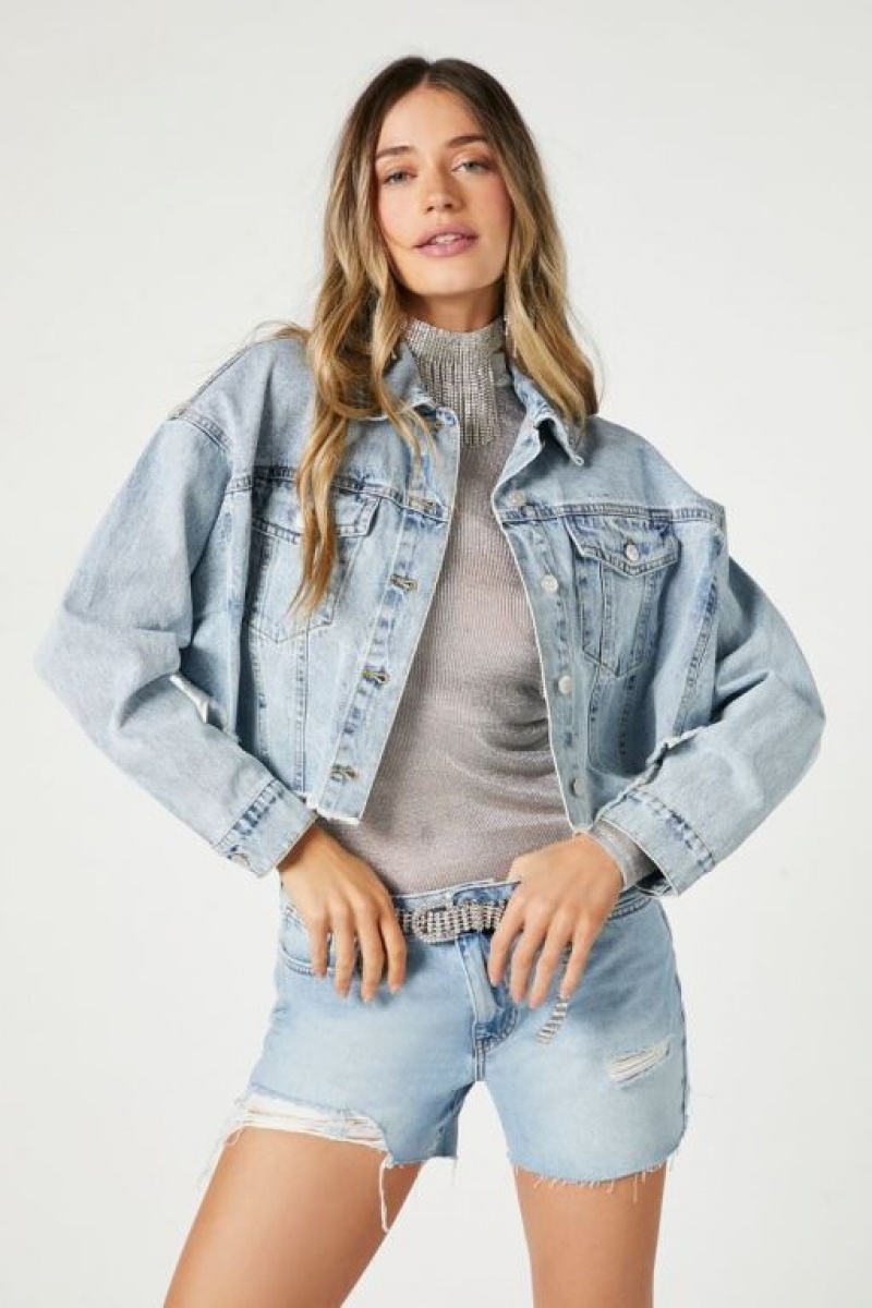 Chaquetas De Mezclilla Forever 21 Rhinestone Fringe Denim Mujer Azules | T0KV3q8b3Yq