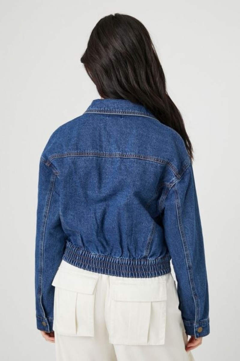 Chaquetas De Mezclilla Forever 21 Snap Button Denim Trucker Mujer Azules | nH0n6ppYPDb