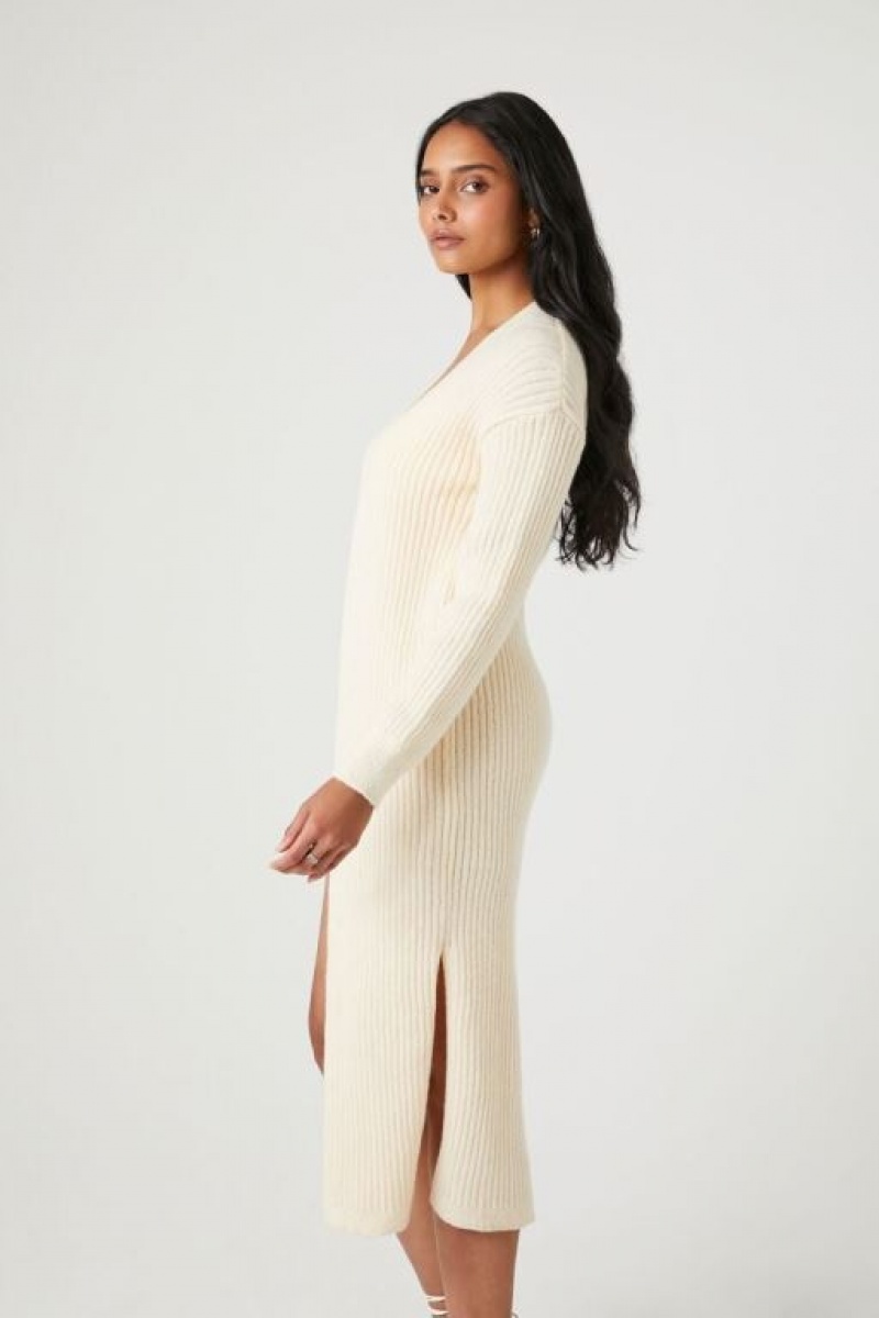 Cárdigan Forever 21 Acanalado Longline Mujer Creme | rWOtB8lEpiY