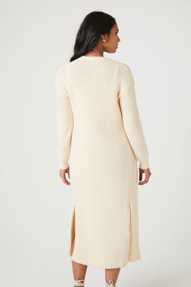 Cárdigan Forever 21 Acanalado Longline Mujer Creme | rWOtB8lEpiY