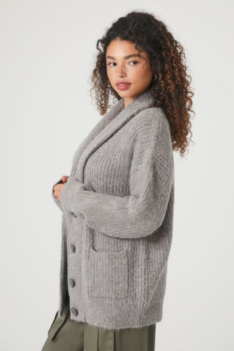 Cárdigan Forever 21 Acanalado Mujer Gris | VFnMKG2jRRX