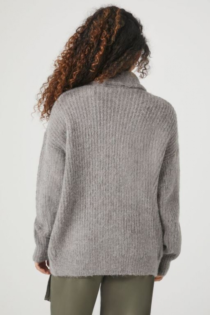 Cárdigan Forever 21 Acanalado Mujer Gris | VFnMKG2jRRX