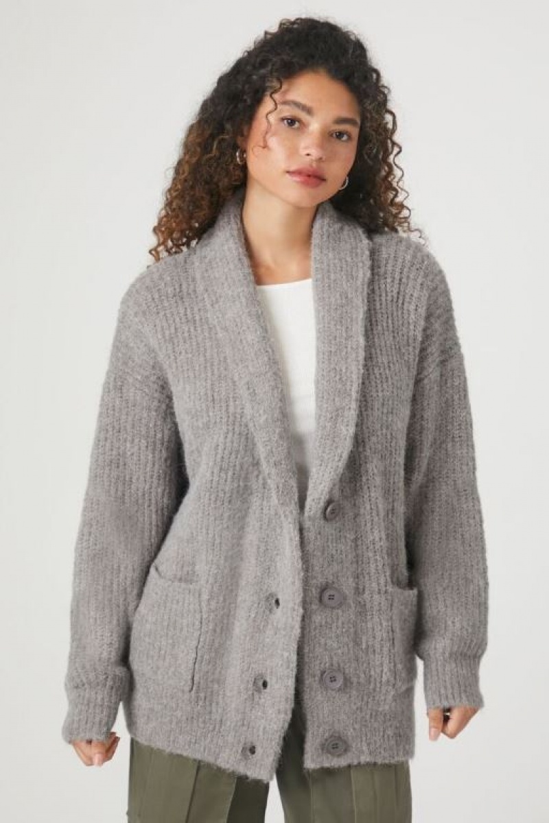 Cárdigan Forever 21 Acanalado Mujer Gris | VFnMKG2jRRX