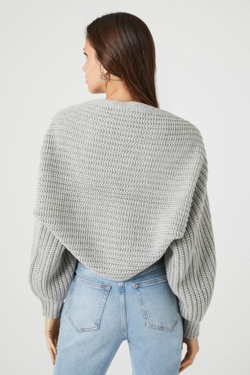 Cárdigan Forever 21 Batwing Open Front Mujer Gris | GBpEyfHfWhB