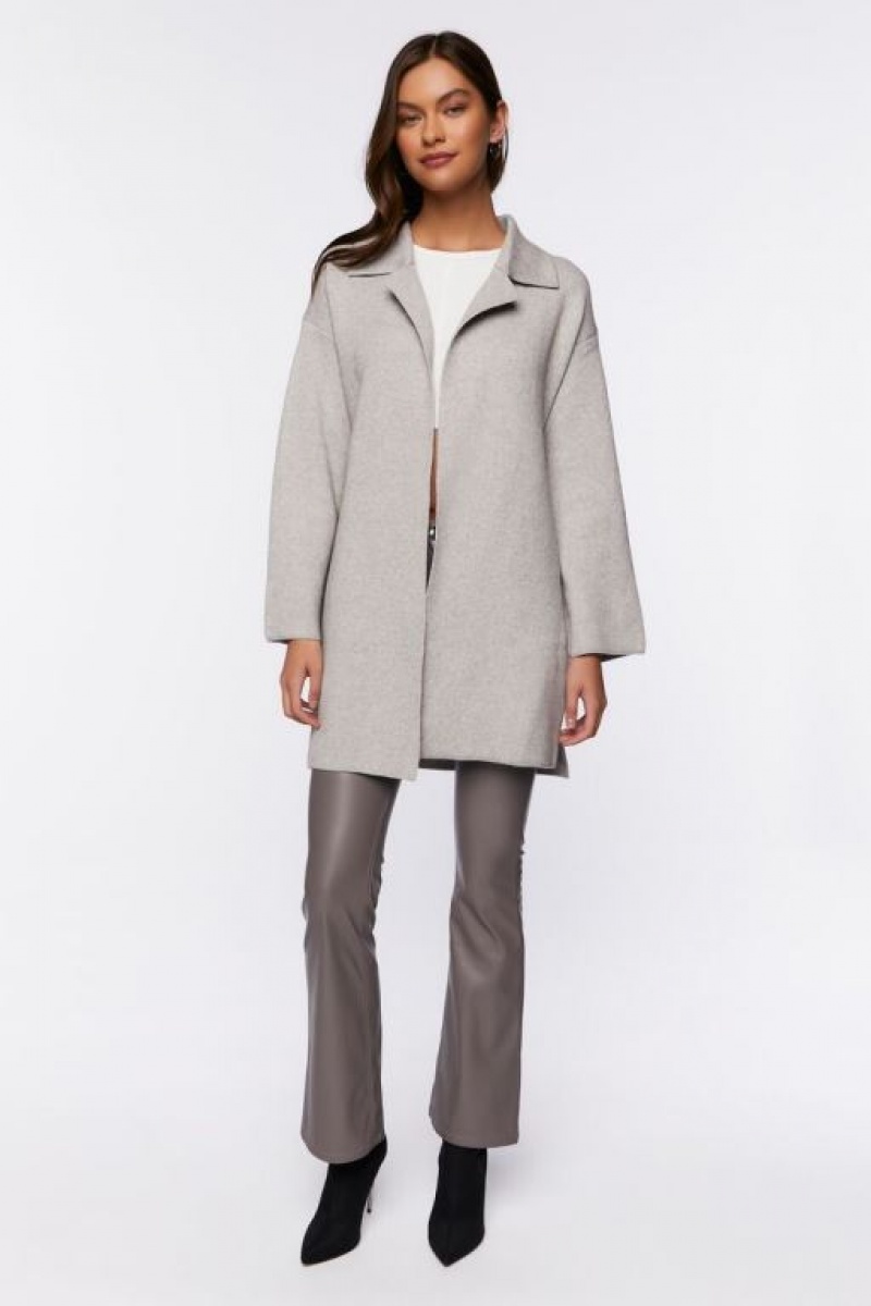 Cárdigan Forever 21 Belted Duster Mujer Gris | Y5EVFwjrWEF