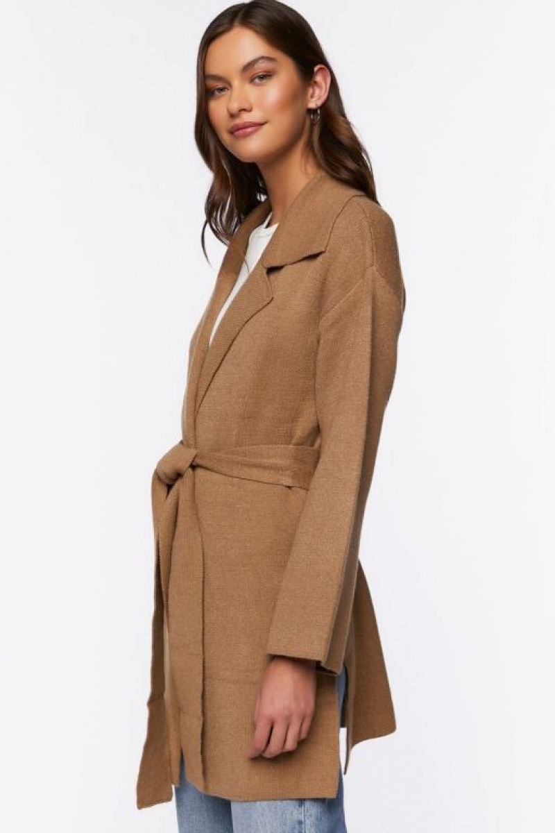 Cárdigan Forever 21 Belted Duster Mujer Marrones | dqdN9RxStnM