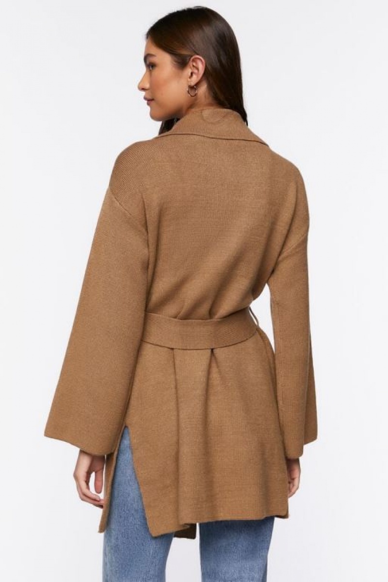 Cárdigan Forever 21 Belted Duster Mujer Marrones | dqdN9RxStnM