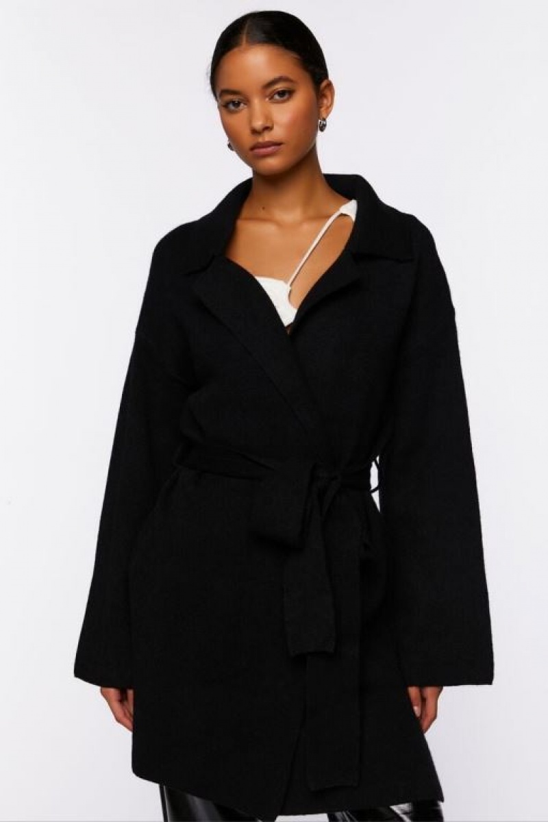 Cárdigan Forever 21 Belted Duster Mujer Negras | pCoIxA9Rxdv