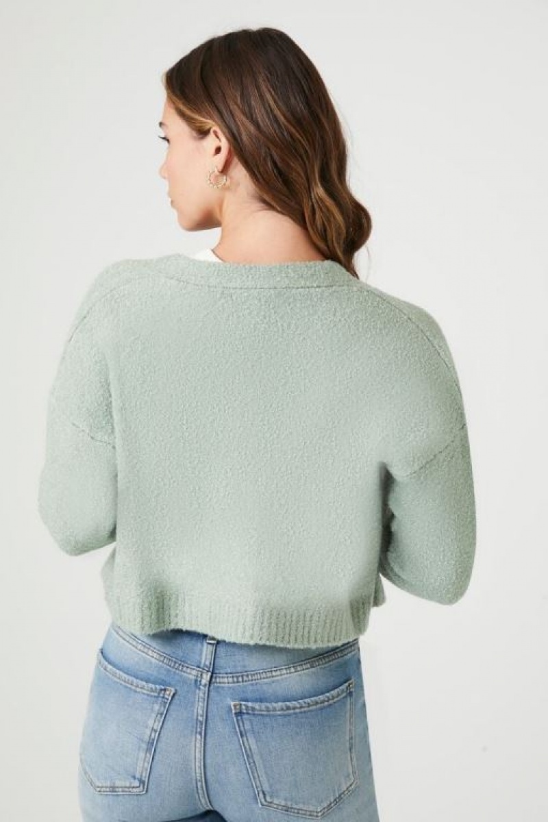 Cárdigan Forever 21 Boucle Knit Mujer Verde | GdPLltpi13f