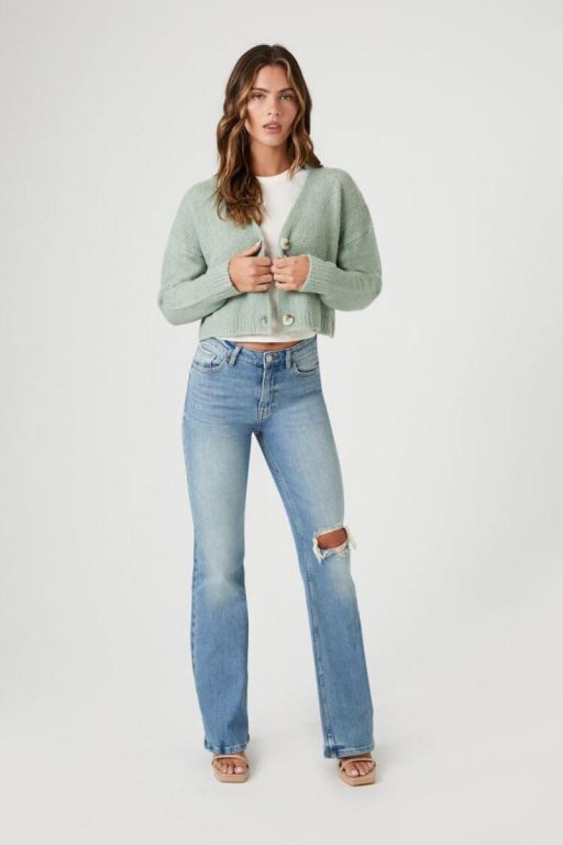 Cárdigan Forever 21 Boucle Knit Mujer Verde | GdPLltpi13f