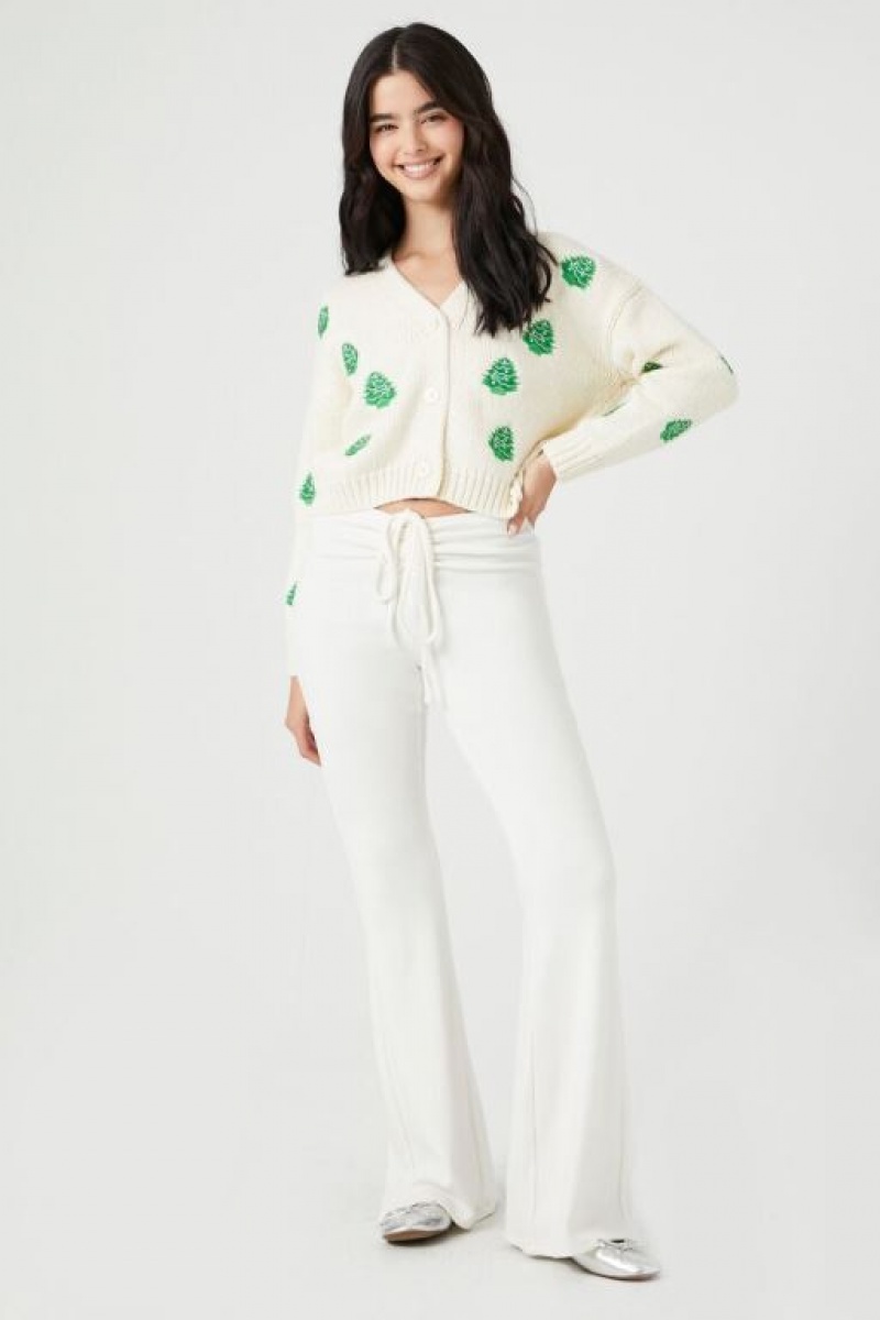 Cárdigan Forever 21 Christmas Tree Mujer Creme Verde | Ssnd3sLVJZi