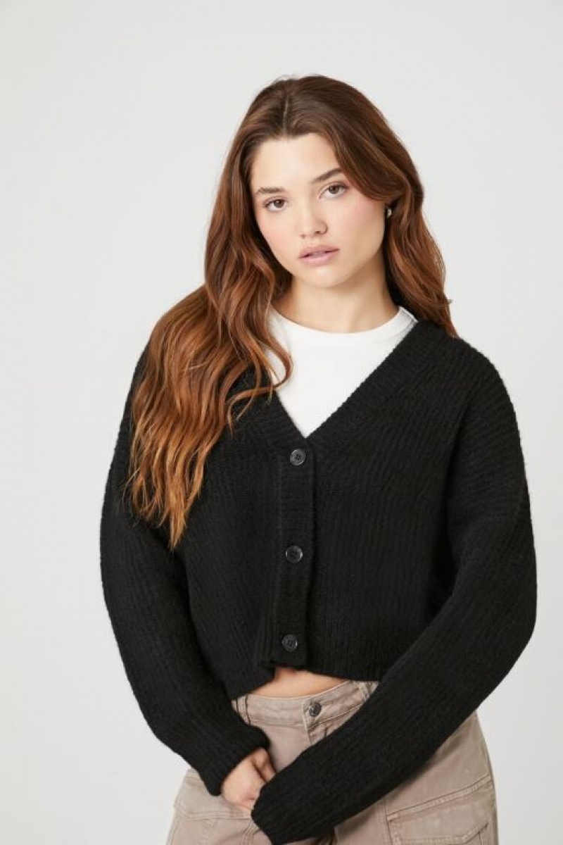 Cárdigan Forever 21 Cropped Boxy Mujer Negras | nxG1aoq5ivT