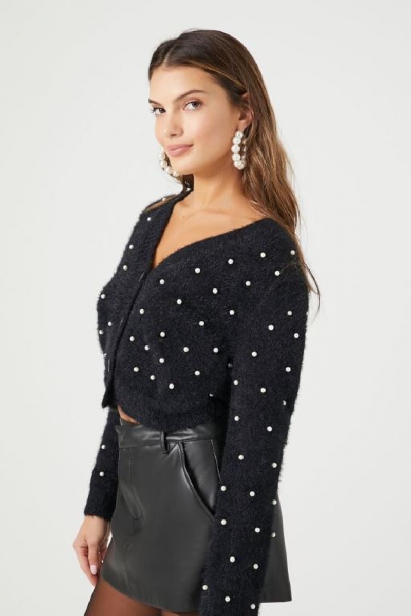 Cárdigan Forever 21 Faux Pearl Mujer Negras | psnpLqTDMDv