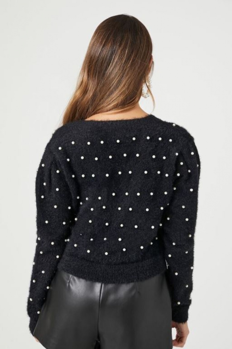 Cárdigan Forever 21 Faux Pearl Mujer Negras | psnpLqTDMDv